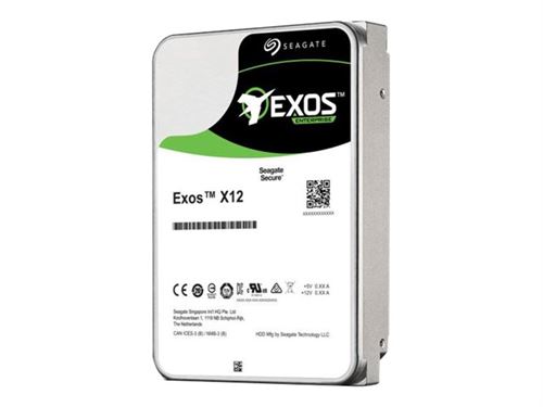 Seagate Exos X12 ST12000NM0017 - Vaste schijf - gecodeerd - 12 TB - intern - 3.5 - SATA 6Gb/s - 7200 tpm -buffer: 256 MB - Self-Encrypting Drive (SED)