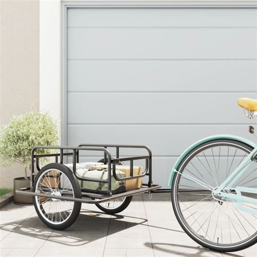 vidaXL Remorque de bicyclette 130x73x48,5 cm Acier Noir