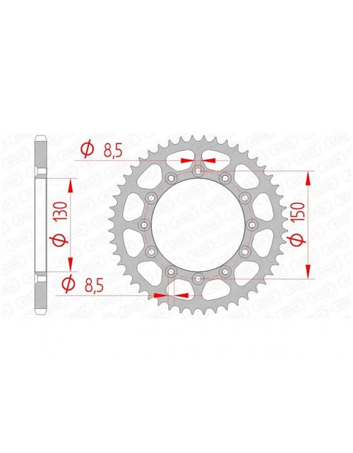 Couronne AFAM 40 dents acier standard pas 520 type 12323