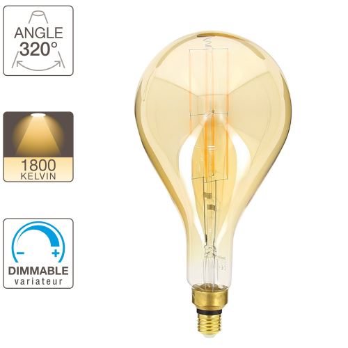 Ampoule LED G200 - cuLot E27 - vintage géante filament