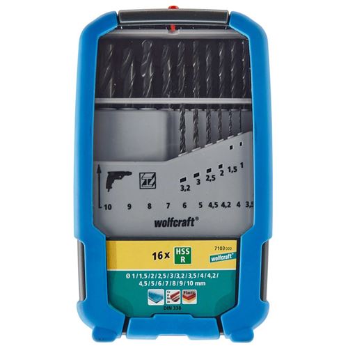 Wolfcraft Jeu De Forets 16 Pièces Acier Rapide 1-10 Mm 7103000 - Image 3