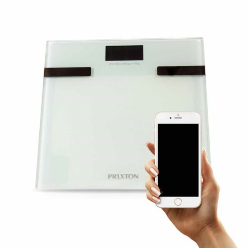 PRIXTON - Pèse-personne numérique avec APP pour mobile / Bluetooth / écran LCD / 6 en 1/ BC200