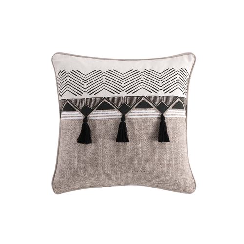 Coussin déhoussable à pompons 45 x 45 cm coton Kenya