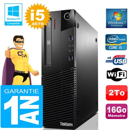 Pc lenovo m93p sff core i5-4570 ram 16go disque 2 to graveur dvd wifi w7