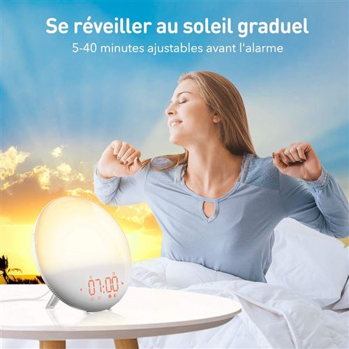 15€13 sur Réveil Lumineux avec Simulation du Lever du Soleil 6 Sons  Naturels - Achat & prix
