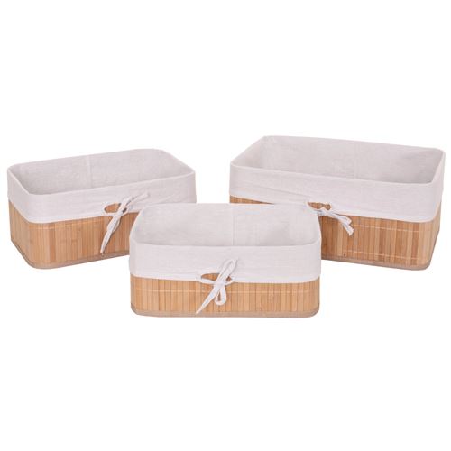 3x boîte de rangement MENDLER HWC-C21, bambou nature