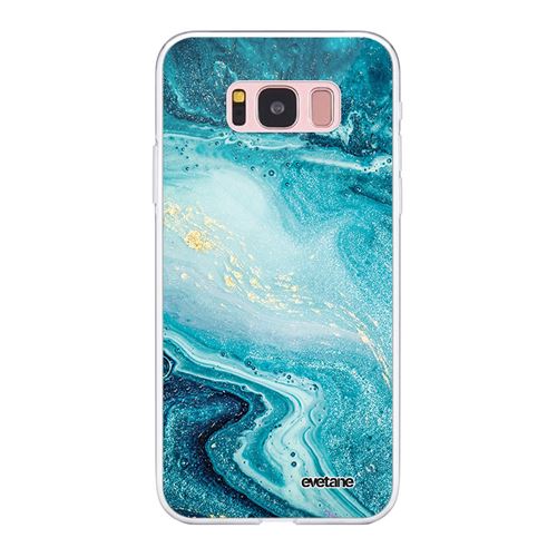 Coque pour Samsung Galaxy S8 360 intégrale transparente Bleu Nacré Marbre Tendance [Evetane®]