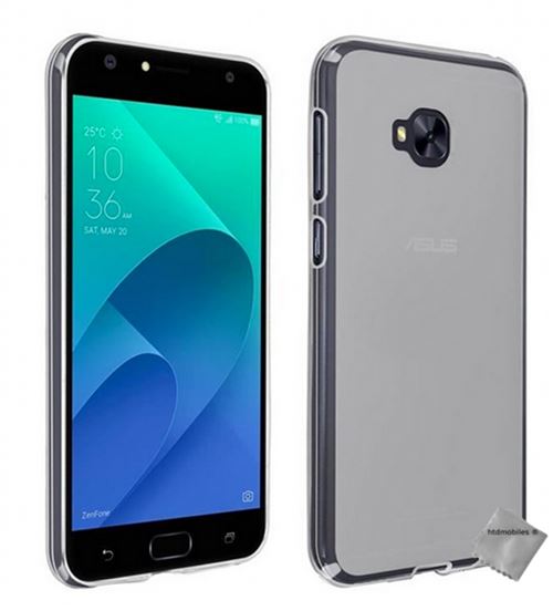 Housse etui coque pochette silicone gel fine pour asus zenfone 4 selfie zd553kl + verre trempe - blanc transparent