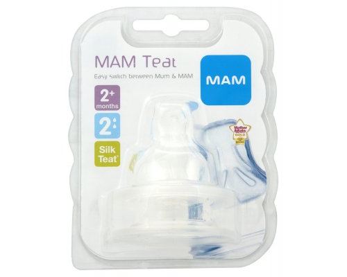 MAM Tétine anatomique - Débit 2 Moyen - Silicone - Lot de 2 - Transparent -  Achat & prix
