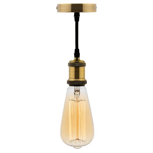 Kit suspension vintage avec câble textile et ampoule filament carbone Edison