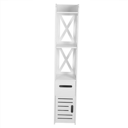 Armoire Toilette Haute Meuble Colonne de Salle de Bain Meuble de Rangement pour Salon Cuisine Couloir Salle de Bain, Blanc