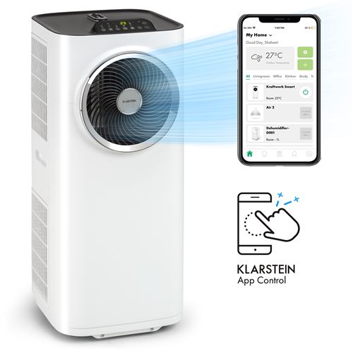 Klarstein Kraftwerk Smart 12K Climatiseur 3-En-1 12000 Btu Commande Via App Blanc