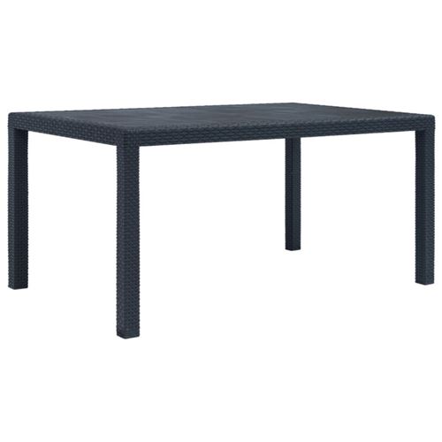 Vidaxl Gris Table De Jardin Anthracite 150X90x72 Cm Plastique Aspect Rotin