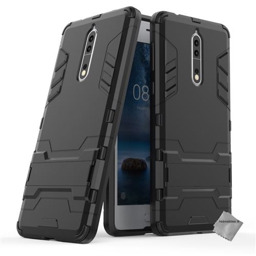 Housse etui coque rigide anti choc pour Nokia 8 avec film ecran - NOIR