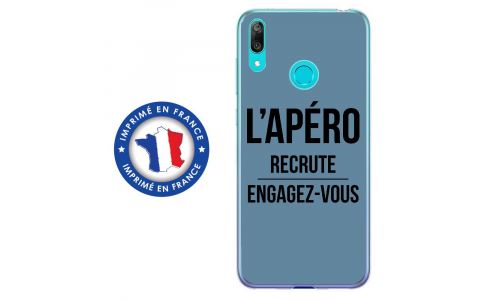 Coque souple pour Huawei Y7 (2019) avec impression Motifs l'apéro recrute bleu