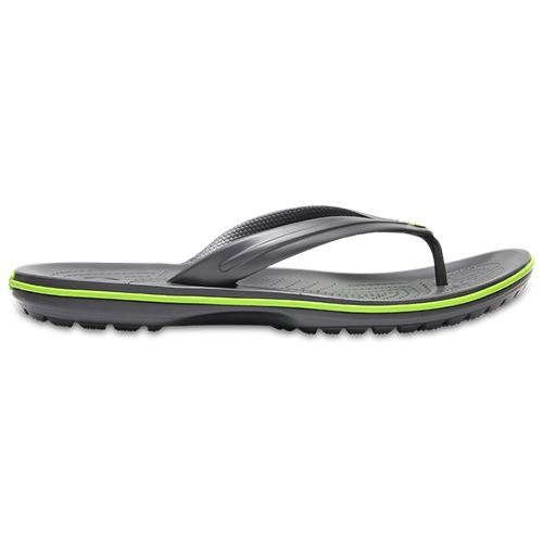 Crocs Crocband Flip Flops Thongs Relaxed Fit Sandales in Graphic Gris en Volt Vert 11033 0A1 [UK M4/W5 US M5/W7]