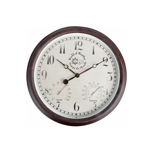 Horloge thermomètre hygromètre extérieure 37x6.5cm