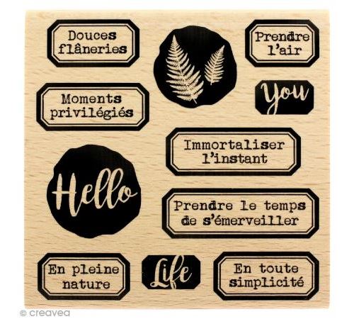 Tampon bois Gypsy forest - Hello life - 100 x 100 mm