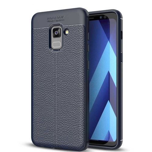 Galaxy A5 (2018) Coque Protection TPU Texture Litchi bleu foncé ALS51456