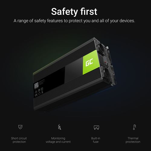 Green Cell® 3000W/6000W Pur Sinus Convertisseur de Tension DC 12V AC 220V/230V Power Inverter sinusoïdale, Onduleur Transformateur avec Connection USB