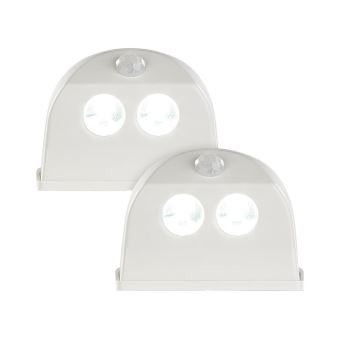 2 lampes de placard sans fil à LED avec détecteur - 25 lm - Blanc - PEARL