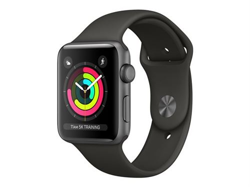 Apple Watch Series 3 42 mm Boitier en Aluminium Gris sideral avec Boucle Sport Gris Apple Watch Achat prix fnac