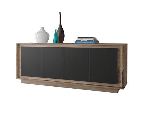 Enfilade 4 portes couleur bois et noir moderne SKYLINE