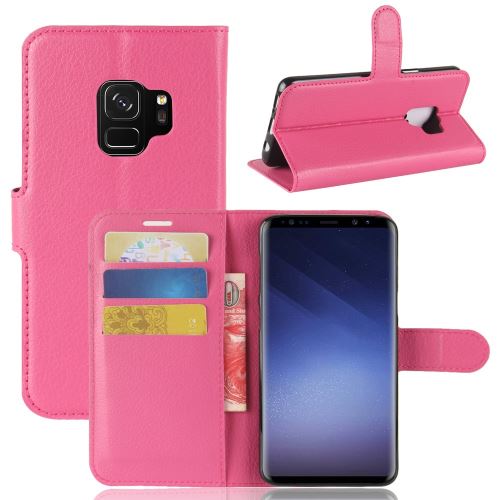 Etui en PU stand de la rose litchi pour Samsung Galaxy S9
