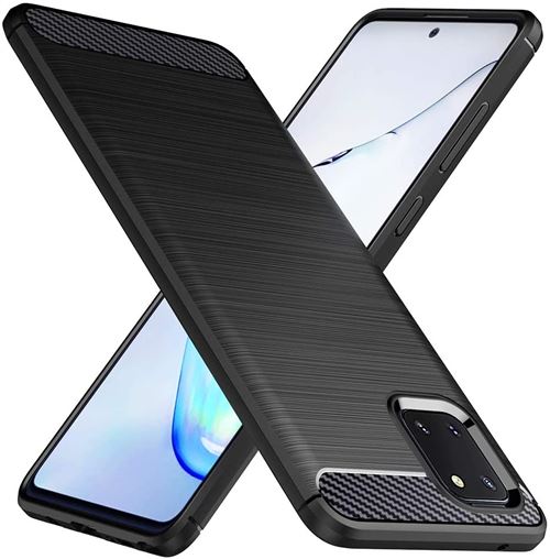 Housse de protection pour Samsung Galaxy Note10 Lite Fibre de Carbone Noir