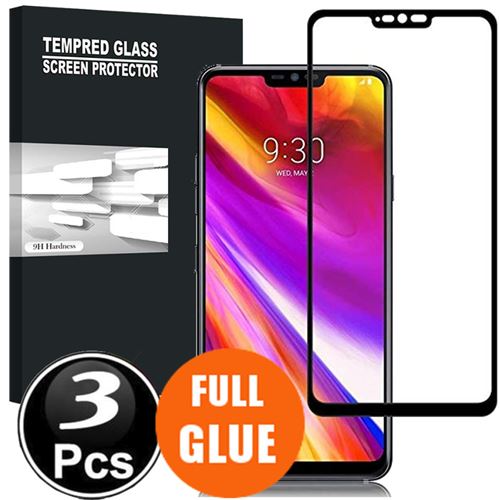 LG G7 ThinQ Vitre protection d'ecran en verre trempé incassable protection integrale Full 3D Tempered Glass FULL GLUE - [X3-Noir]