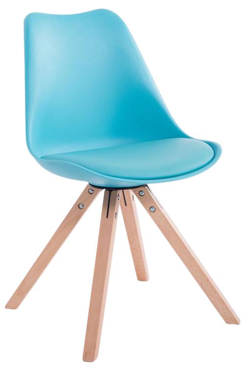 Chaise Toulouse similicuir piétement carrée , Bleu/Bois de chêne Nature