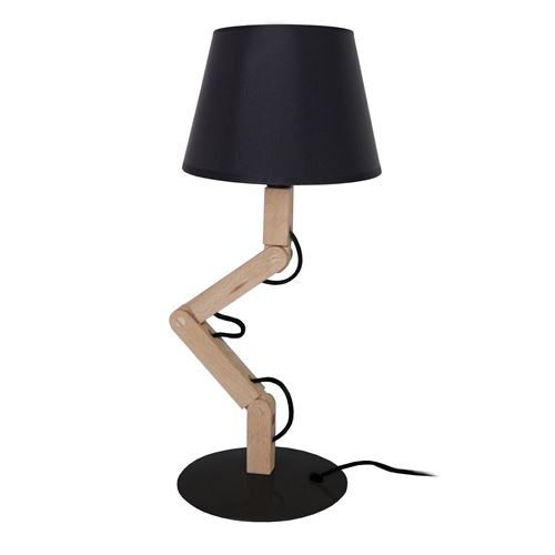 Geri lampe a poser acier bois hetre - 16x30x45cm - noir bois noir tosel 65162