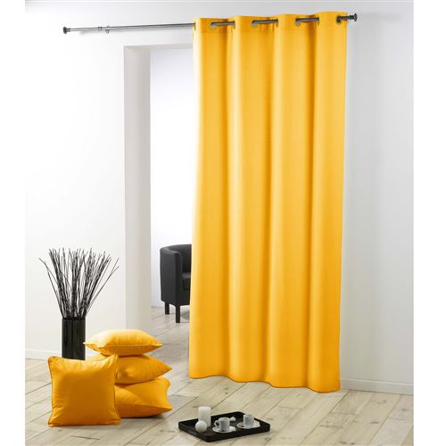 Rideau a oeillets plastique 140 x 260 cm polyester uni essentiel Jaune