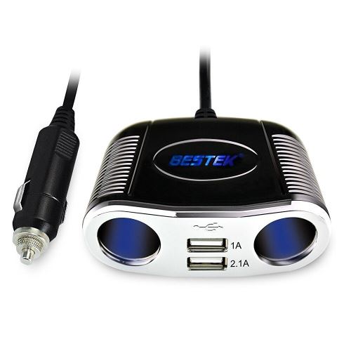 BESTEK Multiprise Chargeur Allume Cigare avec Double USB Ports pour Voitures 12V 24V - LED