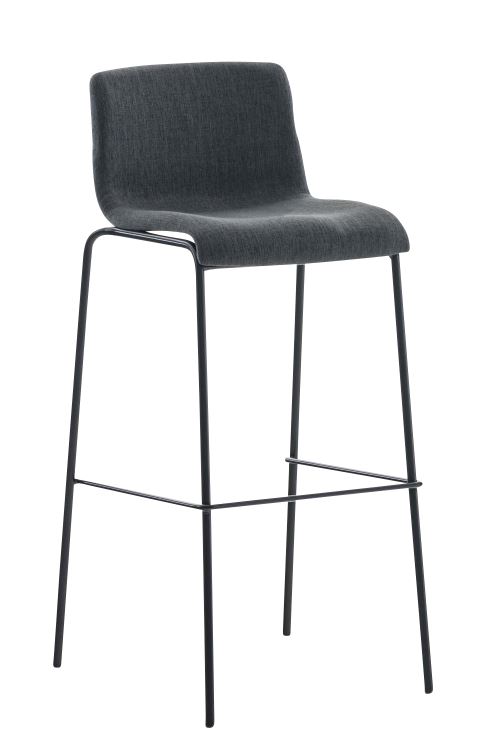 Tabouret de bar hoover assise en tissu - 4 pieds en m&eacute;tal , gris fonc&eacute;/noir