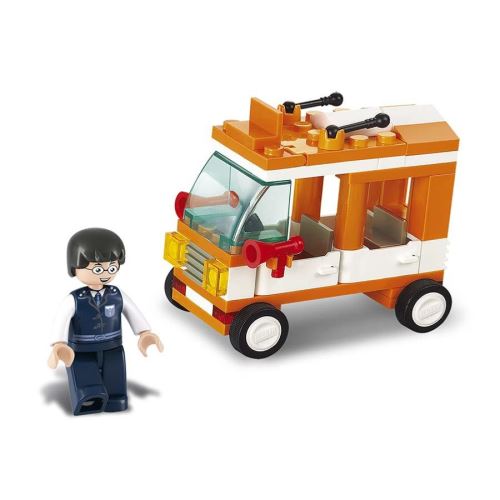 Jeu de construction brique emboitable sluban town minibus chauffeur m38 b0179 figurine articulé