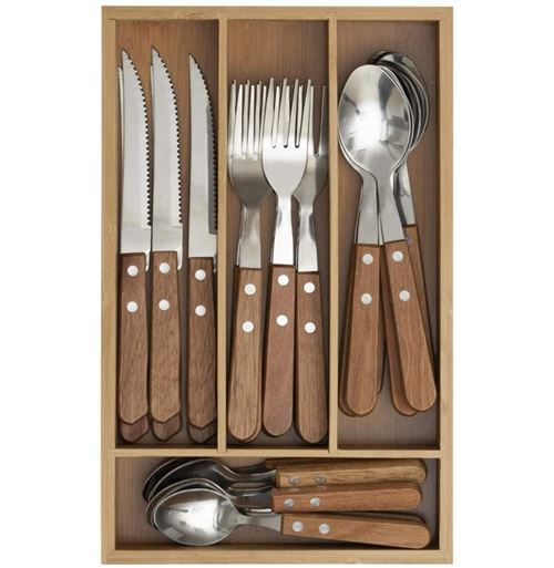 Ménagère 24 Pièces & Bac Cadence 30cm Naturel