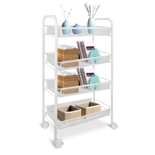 Todeco - Opslag Trolleys, Huis Organizer, 4 lagen, 83,5 x 46 x 27 cm (32,9 x 18,1 x 10,6 inch), Zwart, Materiaal: Ijzer