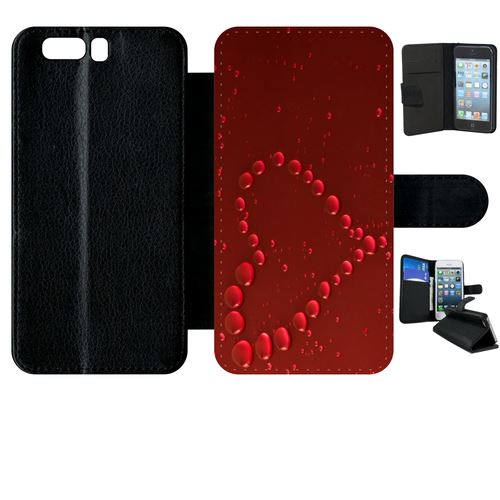 Etui À Rabat Huawei P10 Coeur Goutte D'eau Rouge
