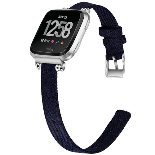 Bracelet en toile élégant simple pour Fitbit Versa 3 / Sense - Noir (Taille S)