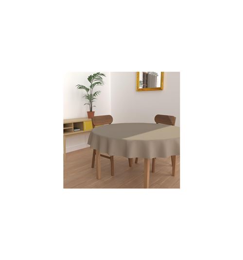 Nappe ronde unie - Diamètre 180 cm - Taupe