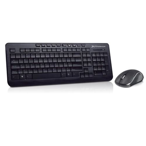Combo clavier qwerty espagnol multimédia phoenix phkeywireless sans fil noir + souris souris optique sans fil noir nano récepteur usb