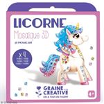 Kit Graine Créative 4 cartes mosaïque 3D licorne