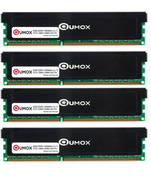 32Go(4x 8Go) DDR3 1600 1600MHz PC3-12800 (240 PIN) DIMM Mémoire Qumox pour ordinateur de bureau