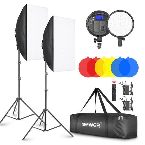 Neewer 2-Pack 2,4G Kit d'Éclairage LED Softbox 3200-5600K 48W
