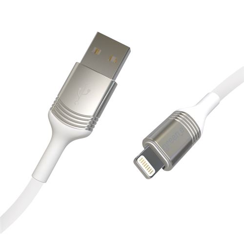 GREEN E - Cable Ecoconçu pour IPHONE 5/6/7/8/X/11/12 Lightning vers USB - 2,5 m - BLANC
