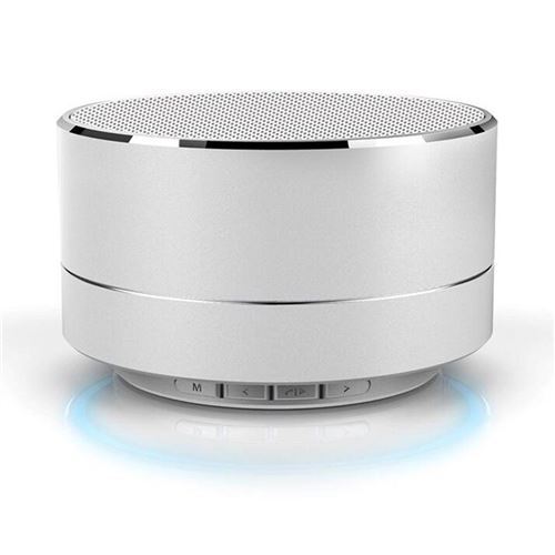 Mini Haut-Parleur Bluetooth Design Métal Brossé avec Lumière LED Réfléchissante (Or)