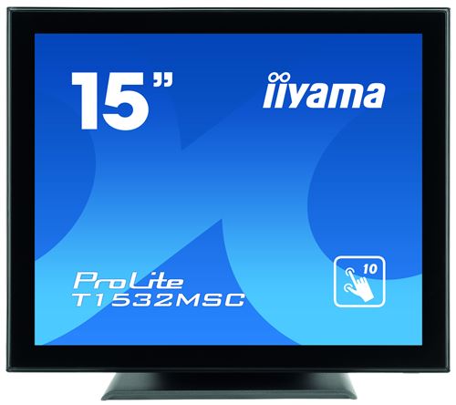iiyama ProLite T1532MSC-B5AG - Écran LED - 15 - écran tactile - 1024 x 768 - TN - 370 cd/m² - 700:1 - 8 ms - HDMI, VGA, DisplayPort - haut-parleurs - noir