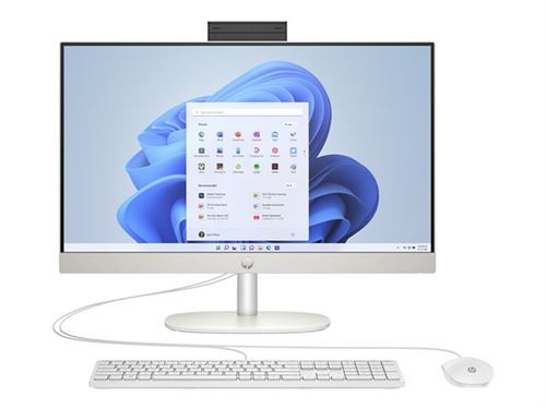 HP 24-cr0002nf - Tout-en-un Ryzen 5 7520U / jusqu'à 4.3 GHz - RAM 8 Go - SSD 512 Go - NVMe - Radeon 610M - Gigabit Ethernet, Bluetooth 5.3, IEEE 802.11ax (Wi-Fi 6) - Win 11 Home - moniteur : LED 23.8" 1920 x 1080 (Full HD) - clavier : Français - Blanc c