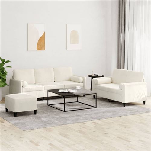 Non Communiqué Multicolore Ensemble De Canapés 3 Pcs Avec Coussins Crème Velours